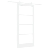 Produktbild för Skjutdörr Vit 93 x 202 cm Massivt tallträ och glas