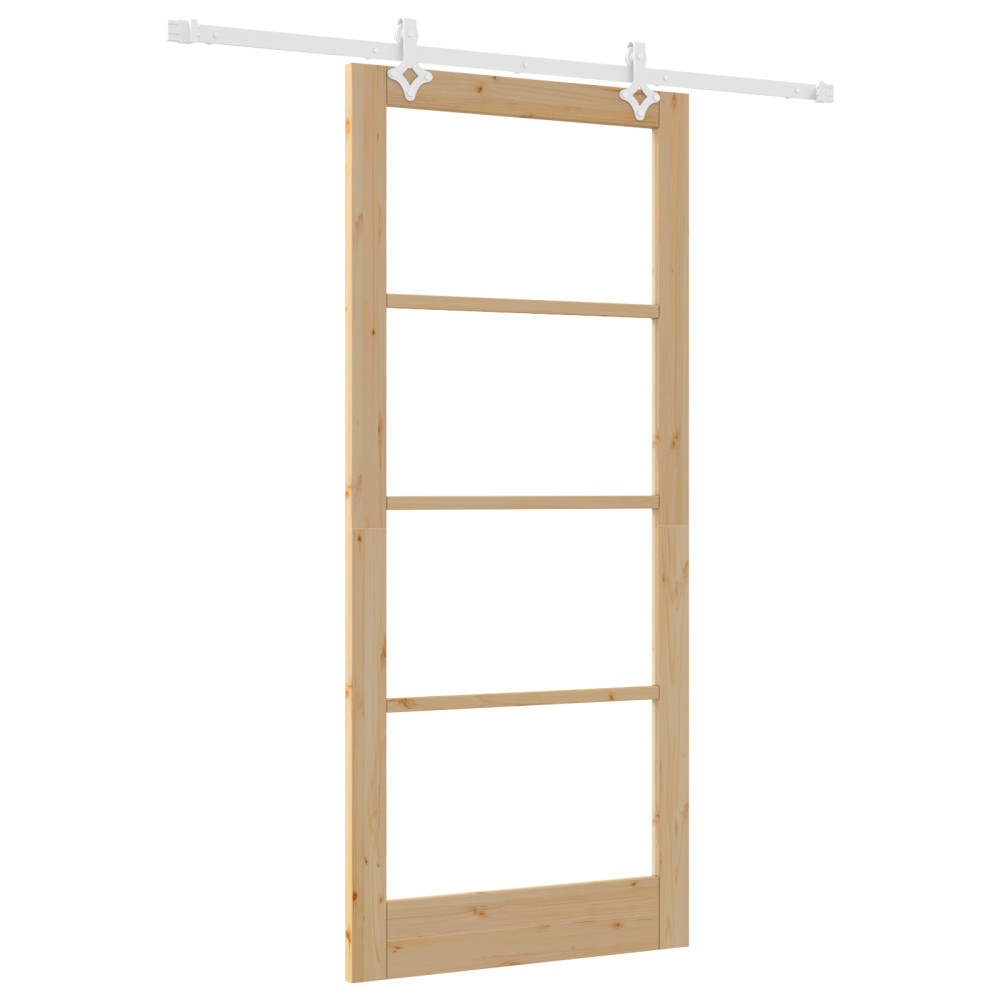 Produktbild för Skjutdörr Naturfärg 93 x 211 cm Massivt tallträ och glas