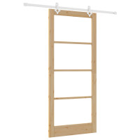 Produktbild för Skjutdörr Naturfärg 93 x 211 cm Massivt tallträ och glas