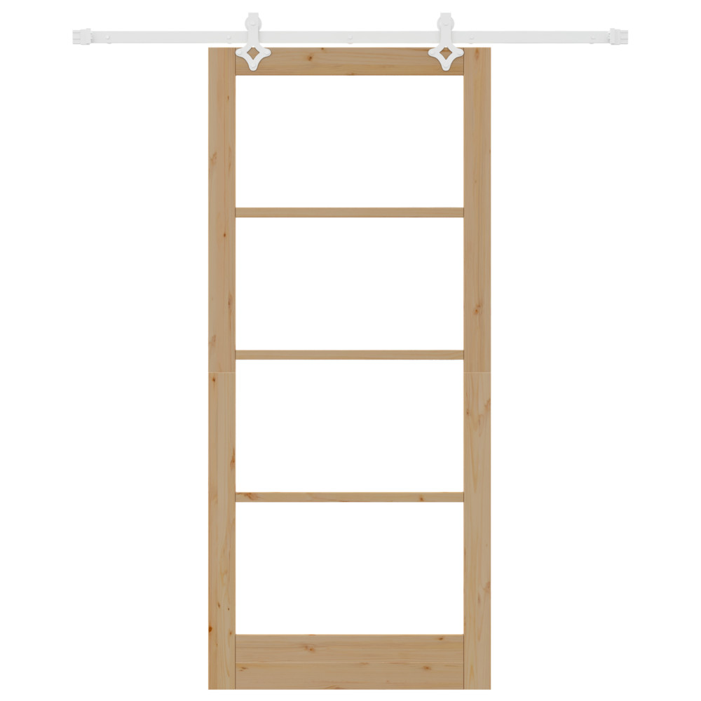 Produktbild för Skjutdörr Naturfärg 93 x 211 cm Massivt tallträ och glas