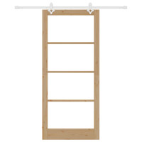 Produktbild för Skjutdörr Naturfärg 93 x 211 cm Massivt tallträ och glas