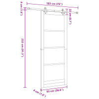 Produktbild för Skjutdörr Naturfärg 93 x 232 cm Massivt tallträ och glas