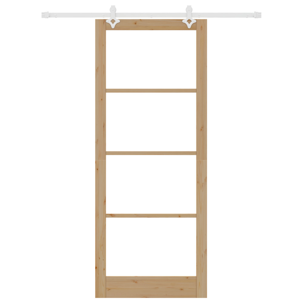 Produktbild för Skjutdörr Naturfärg 93 x 232 cm Massivt tallträ och glas