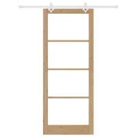 Produktbild för Skjutdörr Naturfärg 93 x 232 cm Massivt tallträ och glas