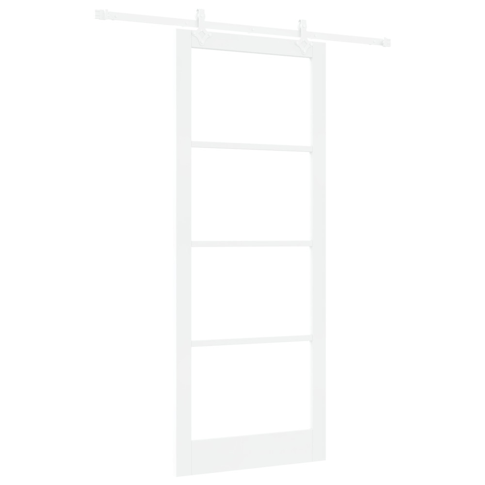 Produktbild för Skjutdörr Vit 93 x 232 cm Massivt tallträ och glas