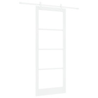 Produktbild för Skjutdörr Vit 93 x 232 cm Massivt tallträ och glas
