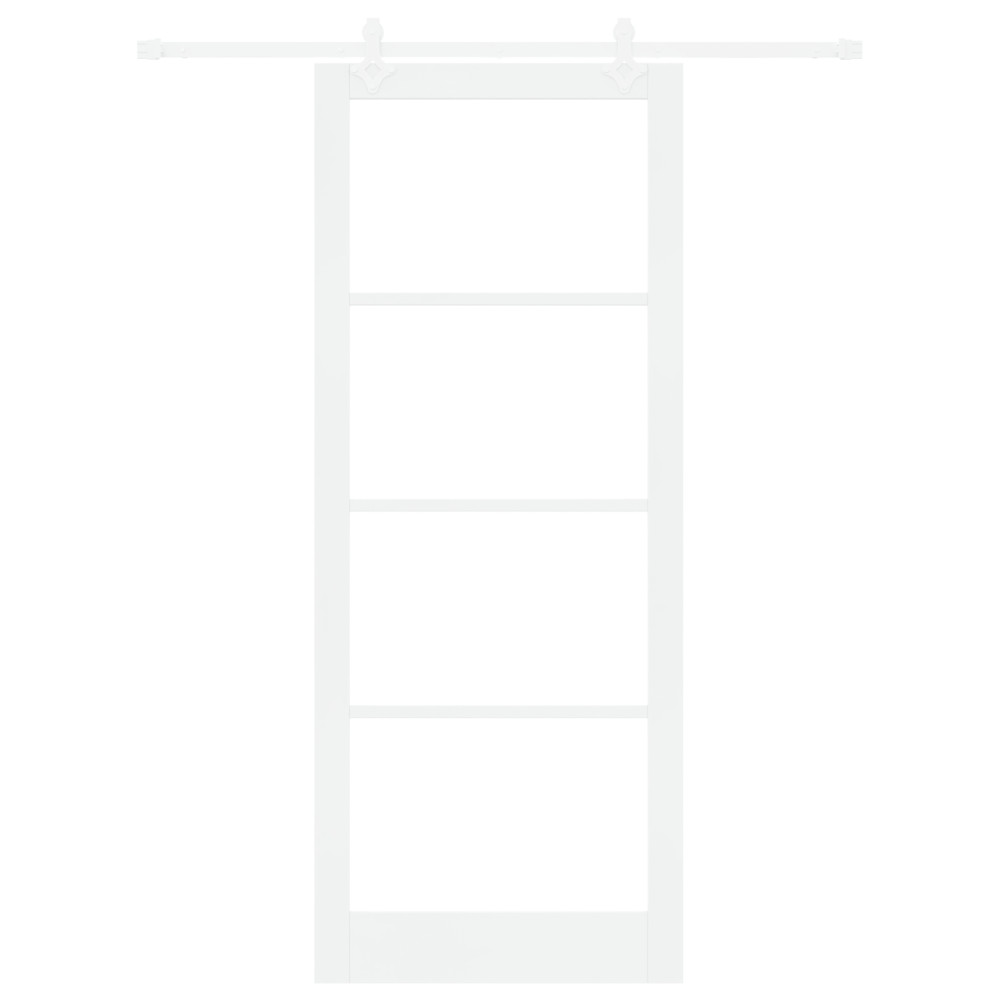 Produktbild för Skjutdörr Vit 93 x 232 cm Massivt tallträ och glas