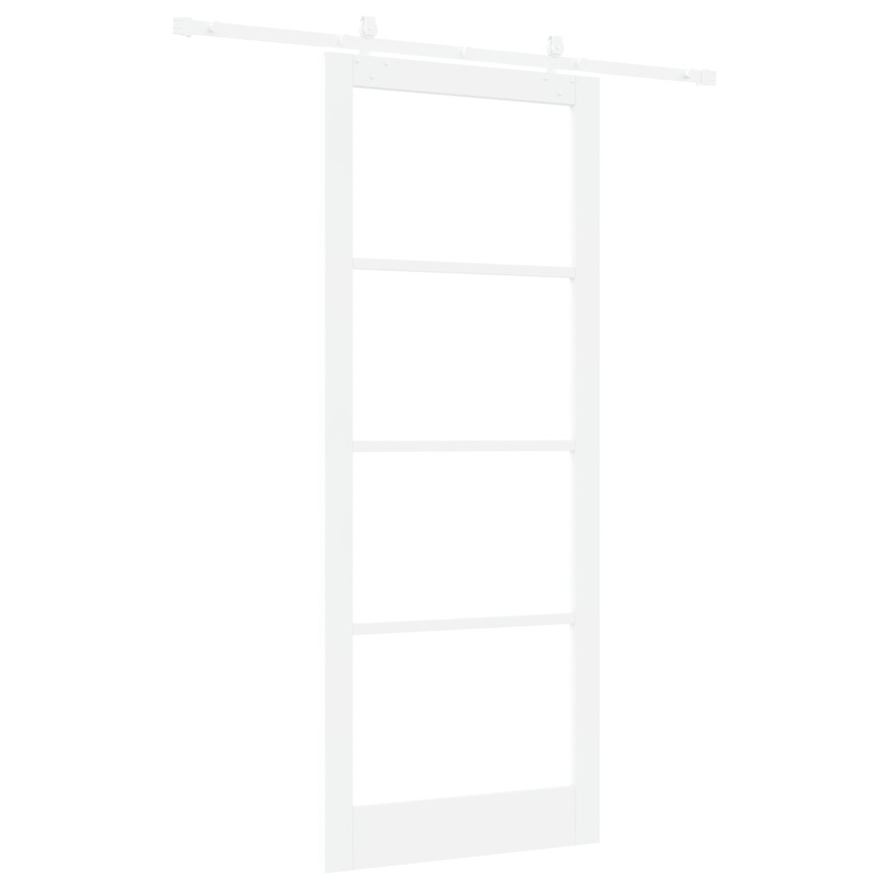 Produktbild för Skjutdörr Vit 93 x 232 cm Massivt tallträ och glas