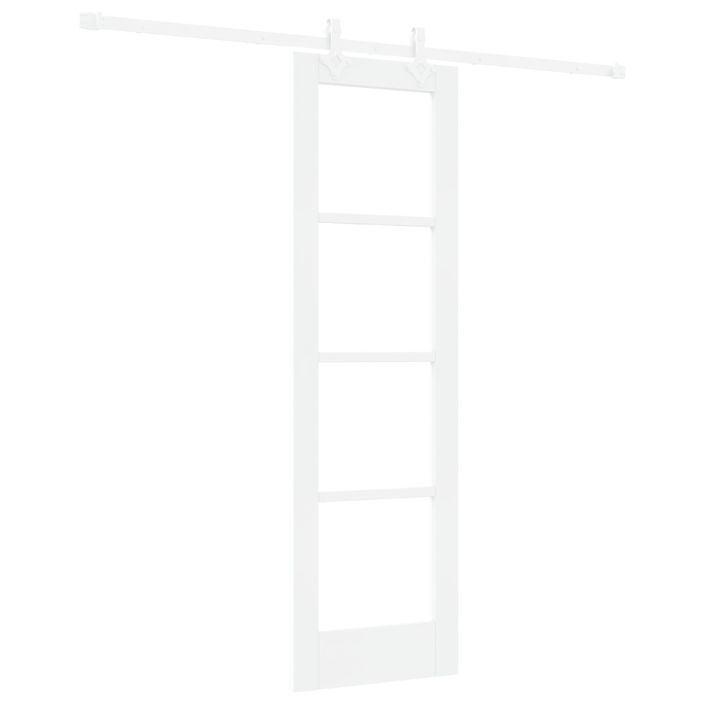 Produktbild för Skjutdörr Vit 61 x 198,5 cm Massivt tallträ och glas