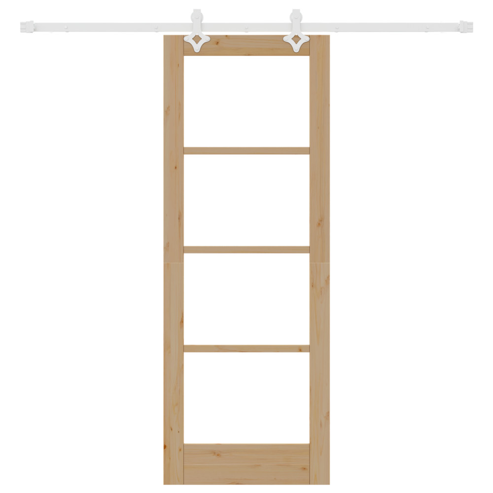 Produktbild för Skjutdörr Naturfärg 73,5 x 198,5 cm Massivt tallträ och glas