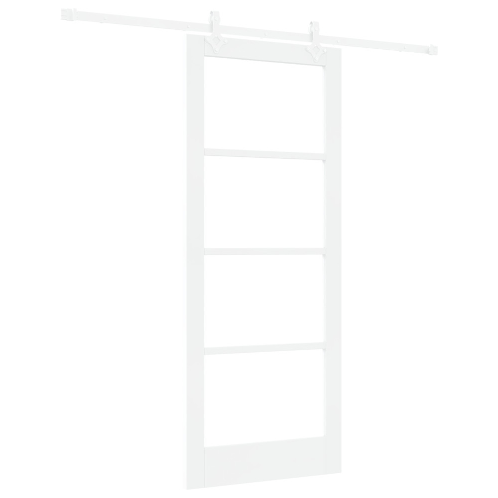 Produktbild för Skjutdörr Vit 83 x 202 cm Massivt tallträ och glas