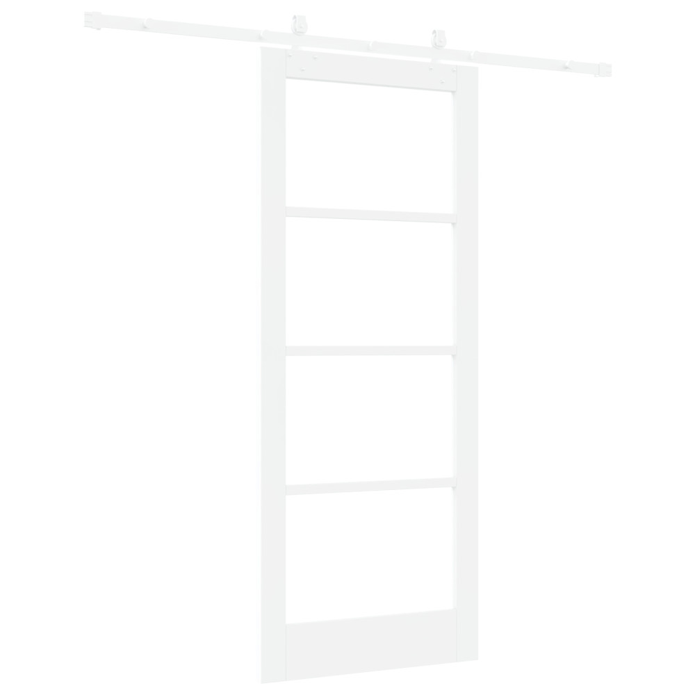 Produktbild för Skjutdörr Vit 83 x 202 cm Massivt tallträ och glas