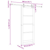 Produktbild för Skjutdörr Vit 83 x 211 cm Massivt tallträ och glas