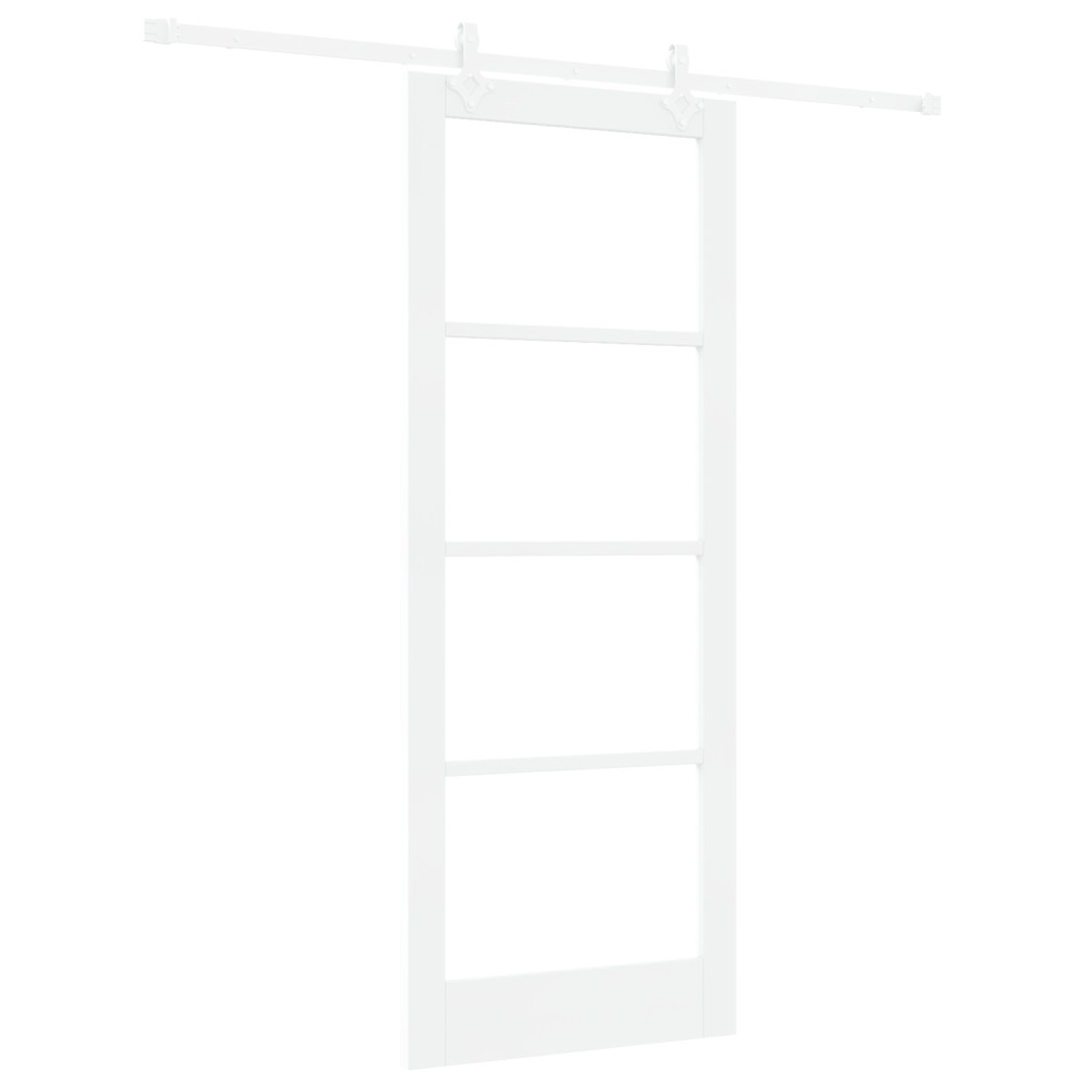 Produktbild för Skjutdörr Vit 83 x 211 cm Massivt tallträ och glas