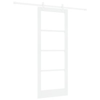 Produktbild för Skjutdörr Vit 83 x 211 cm Massivt tallträ och glas