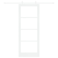 Produktbild för Skjutdörr Vit 83 x 211 cm Massivt tallträ och glas