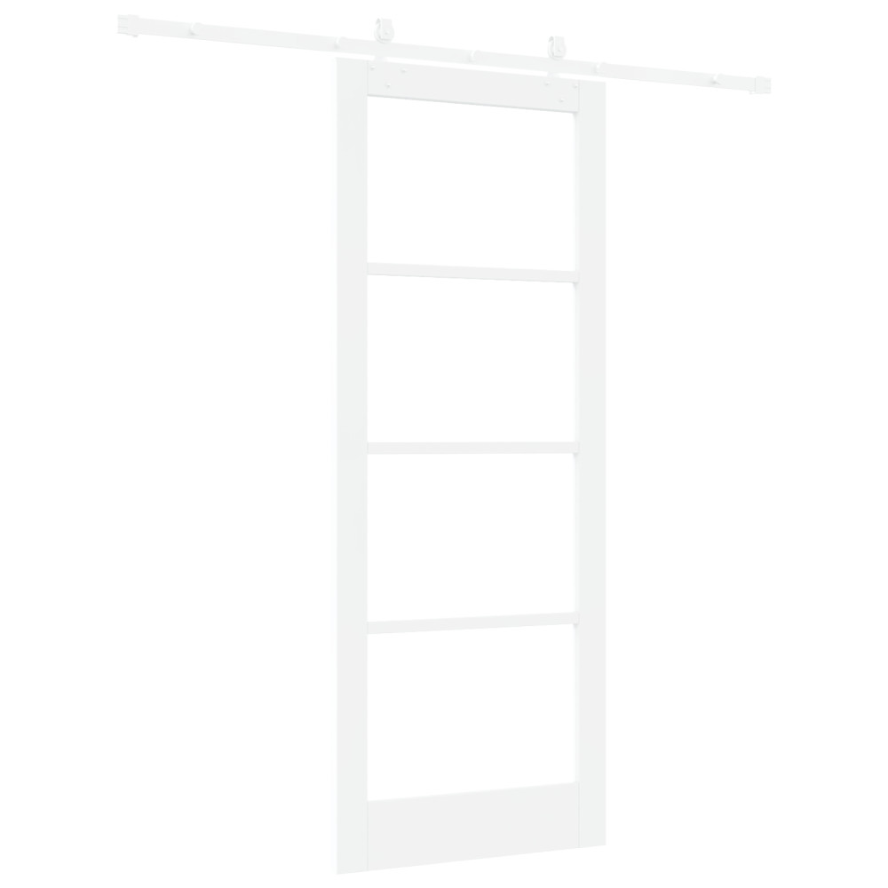 Produktbild för Skjutdörr Vit 83 x 211 cm Massivt tallträ och glas