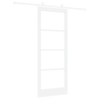 Produktbild för Skjutdörr Vit 83 x 211 cm Massivt tallträ och glas