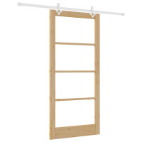 Produktbild för Skjutdörr Naturfärg 93 x 202 cm Massivt tallträ och glas