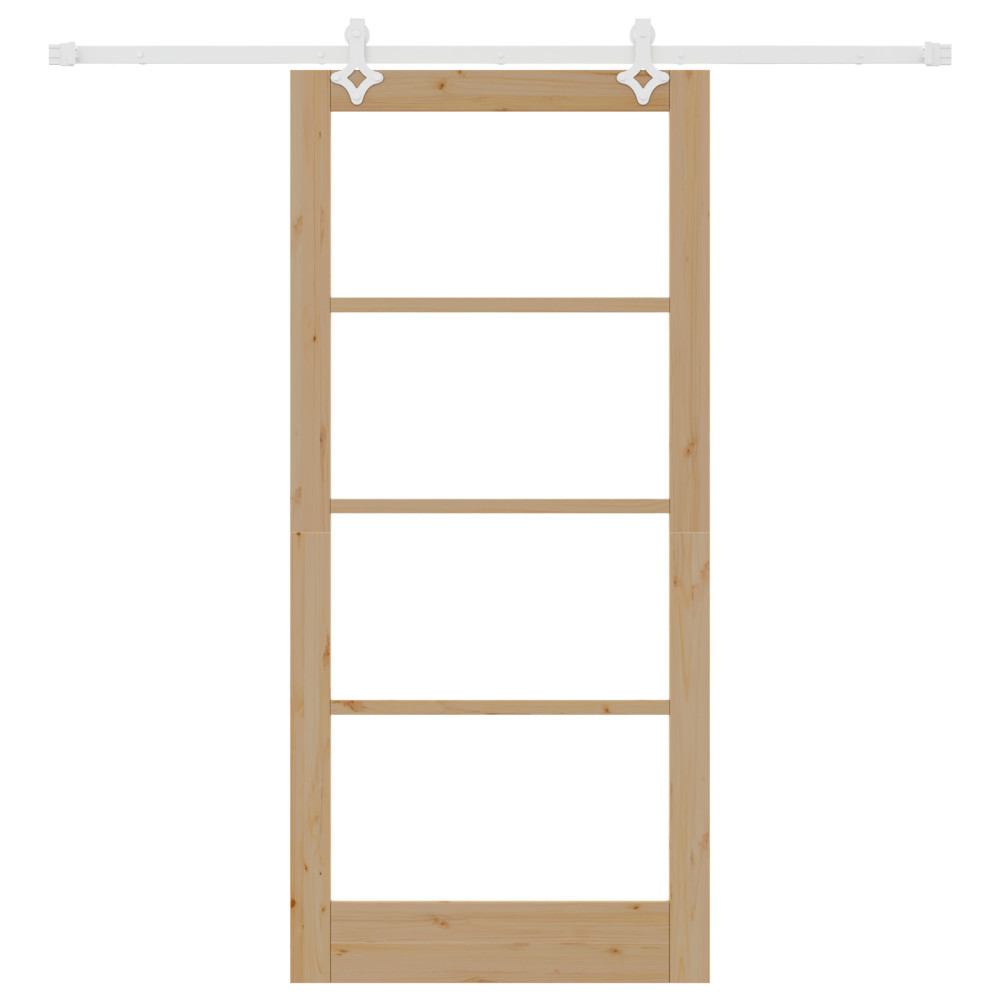 Produktbild för Skjutdörr Naturfärg 93 x 202 cm Massivt tallträ och glas