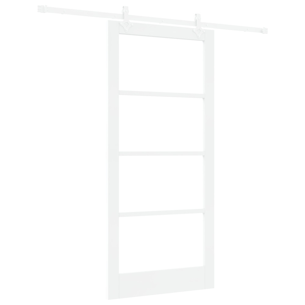 Produktbild för Skjutdörr Vit 93 x 202 cm Massivt tallträ och glas