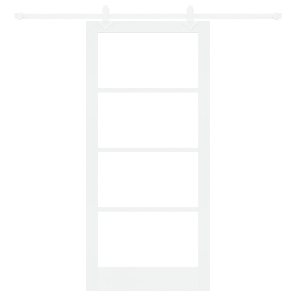 Produktbild för Skjutdörr Vit 93 x 202 cm Massivt tallträ och glas