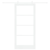 Produktbild för Skjutdörr Vit 93 x 202 cm Massivt tallträ och glas