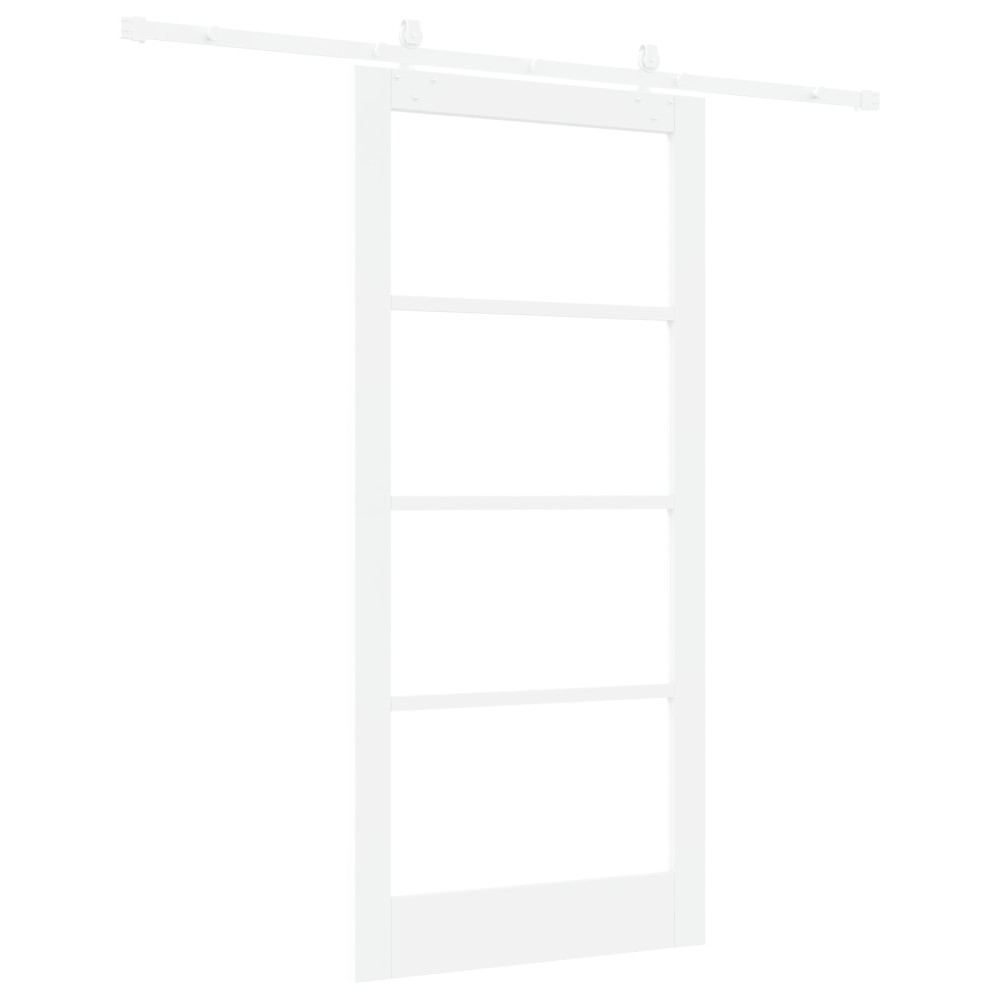 Produktbild för Skjutdörr Vit 93 x 202 cm Massivt tallträ och glas
