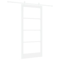 Produktbild för Skjutdörr Vit 93 x 202 cm Massivt tallträ och glas