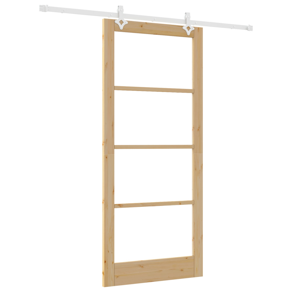 Produktbild för Skjutdörr Naturfärg 93 x 211 cm Massivt tallträ och glas