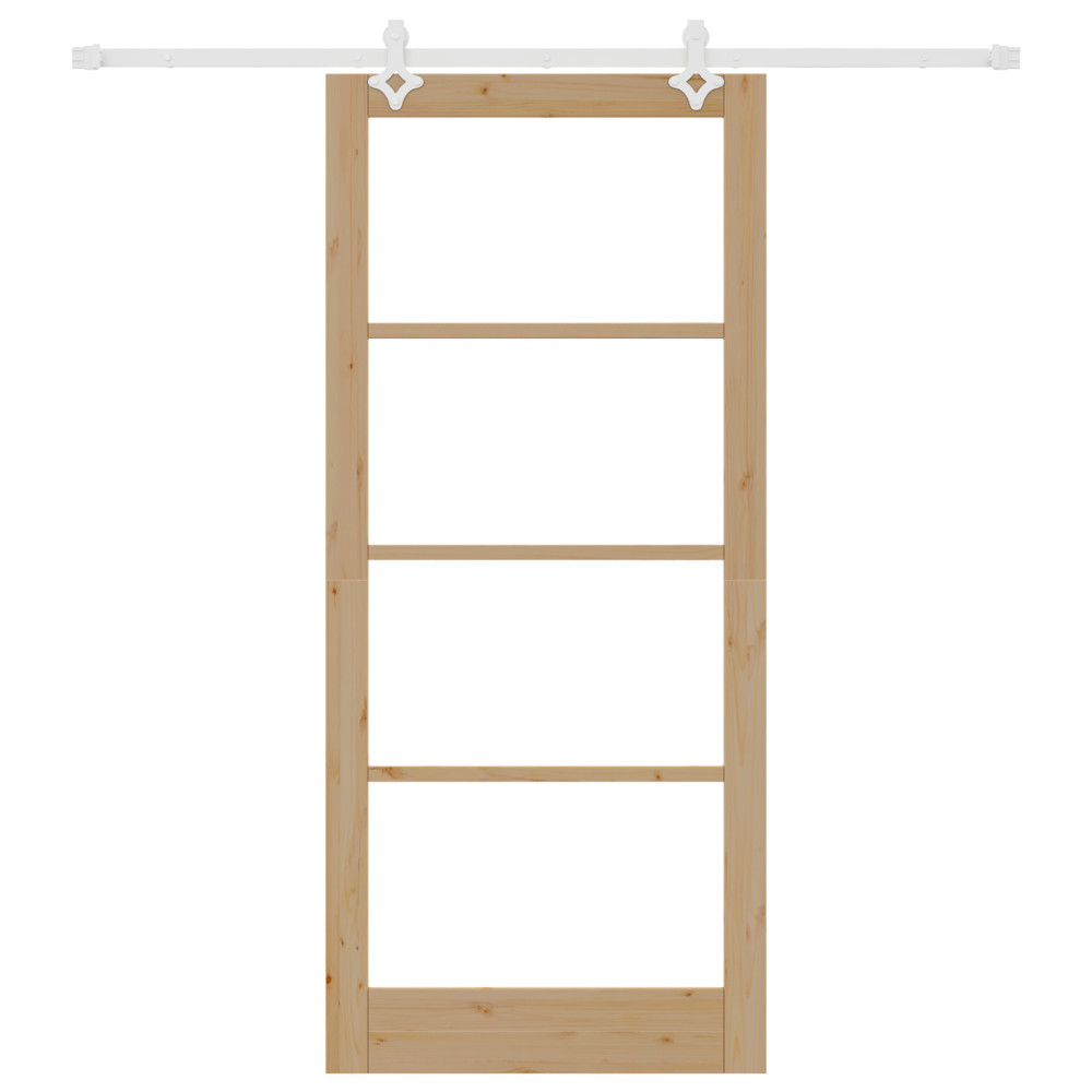 Produktbild för Skjutdörr Naturfärg 93 x 211 cm Massivt tallträ och glas