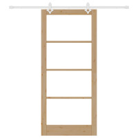 Produktbild för Skjutdörr Naturfärg 93 x 211 cm Massivt tallträ och glas