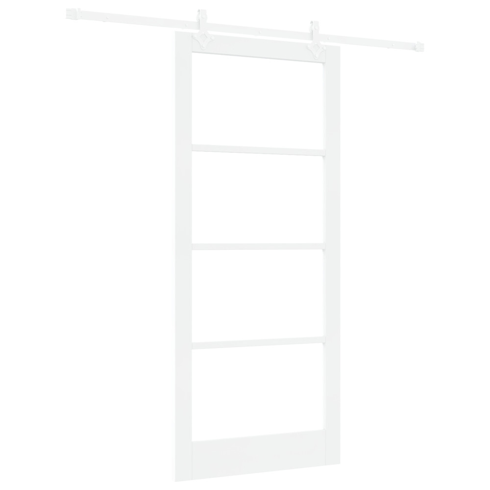 Produktbild för Skjutdörr Vit 93 x 211 cm Massivt tallträ och glas