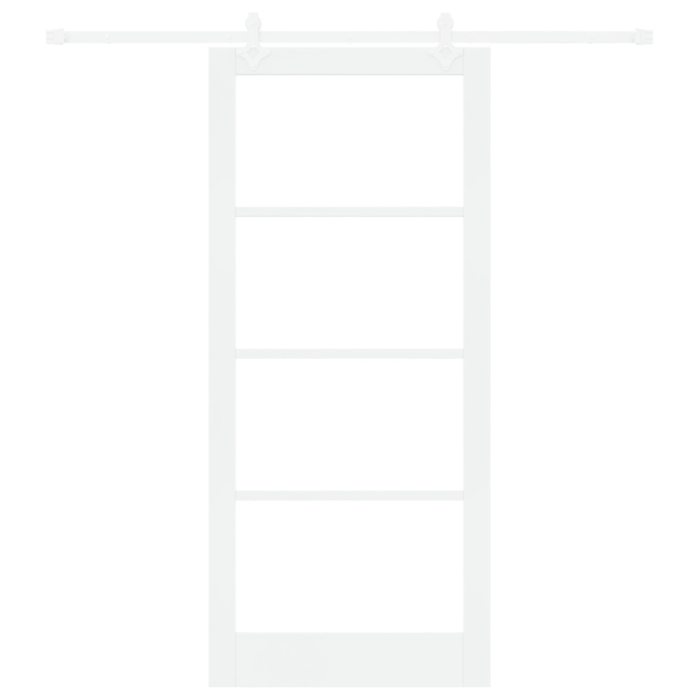 Produktbild för Skjutdörr Vit 93 x 211 cm Massivt tallträ och glas