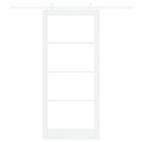Produktbild för Skjutdörr Vit 93 x 211 cm Massivt tallträ och glas