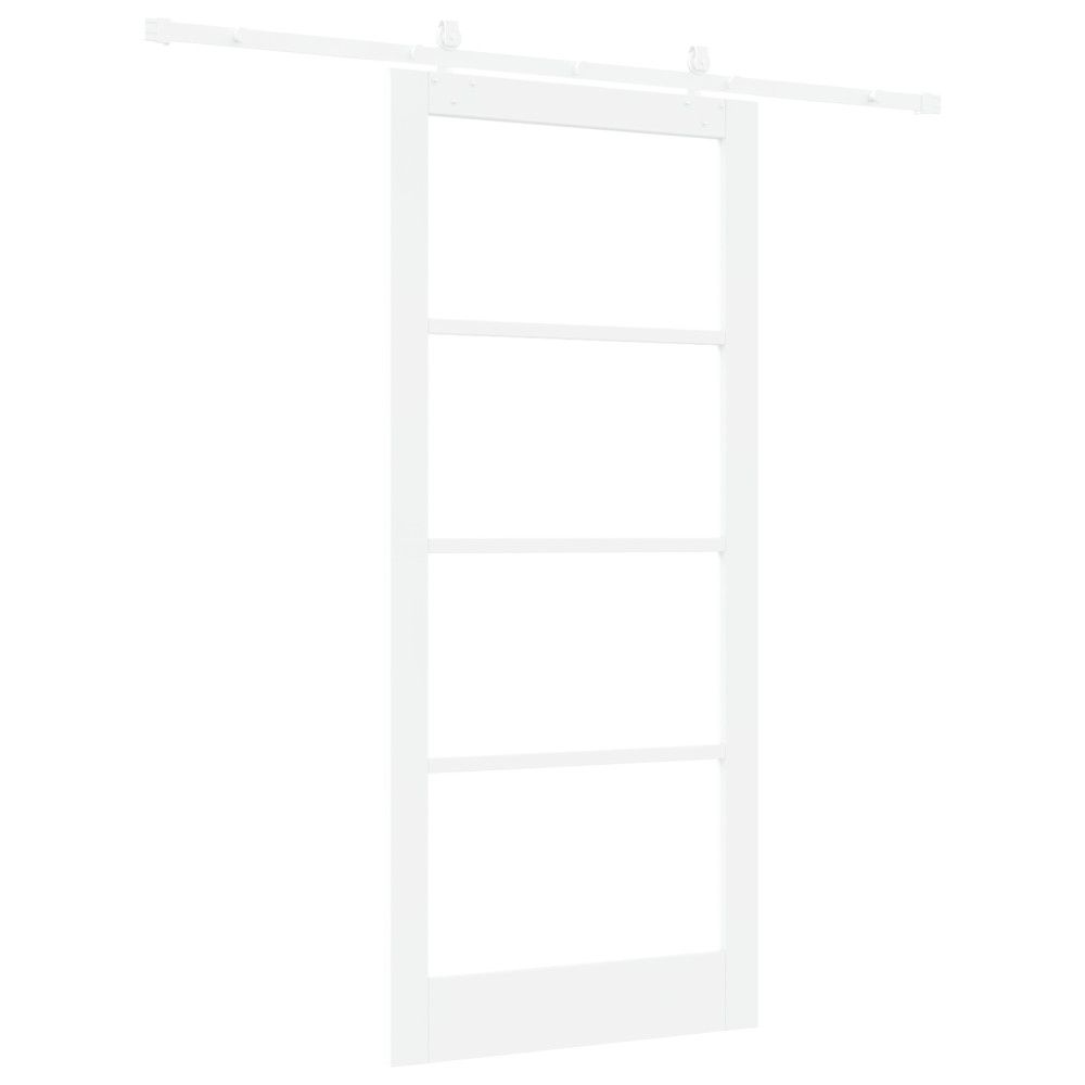 Produktbild för Skjutdörr Vit 93 x 211 cm Massivt tallträ och glas