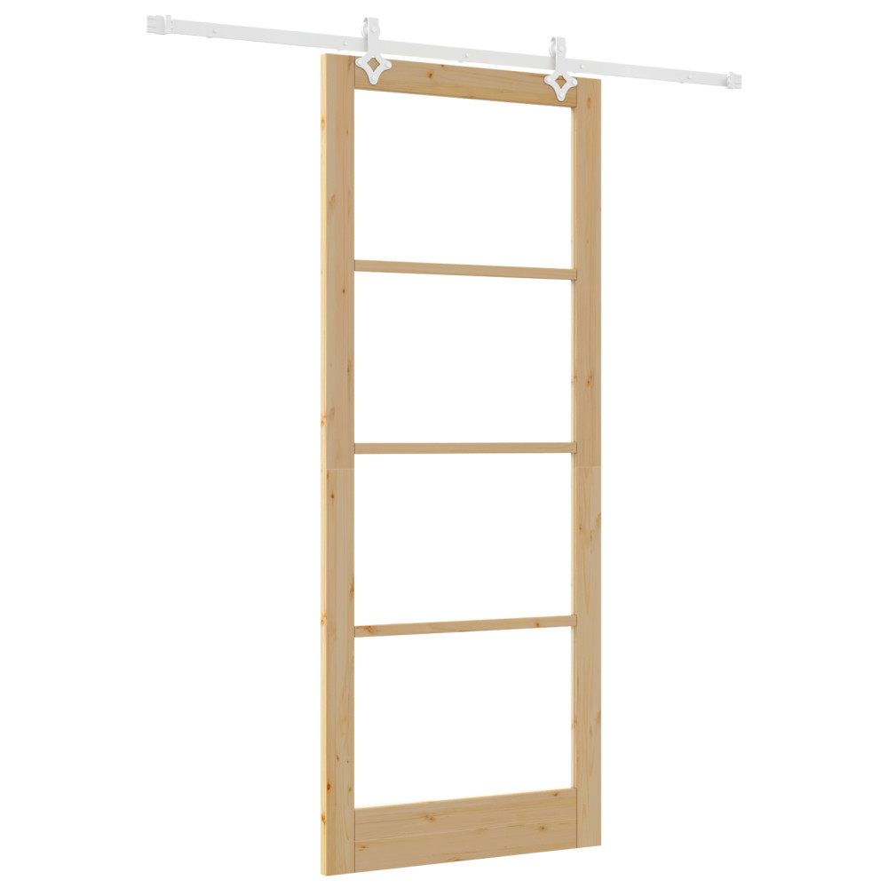 Produktbild för Skjutdörr Naturfärg 93 x 232 cm Massivt tallträ och glas