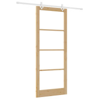 Produktbild för Skjutdörr Naturfärg 93 x 232 cm Massivt tallträ och glas