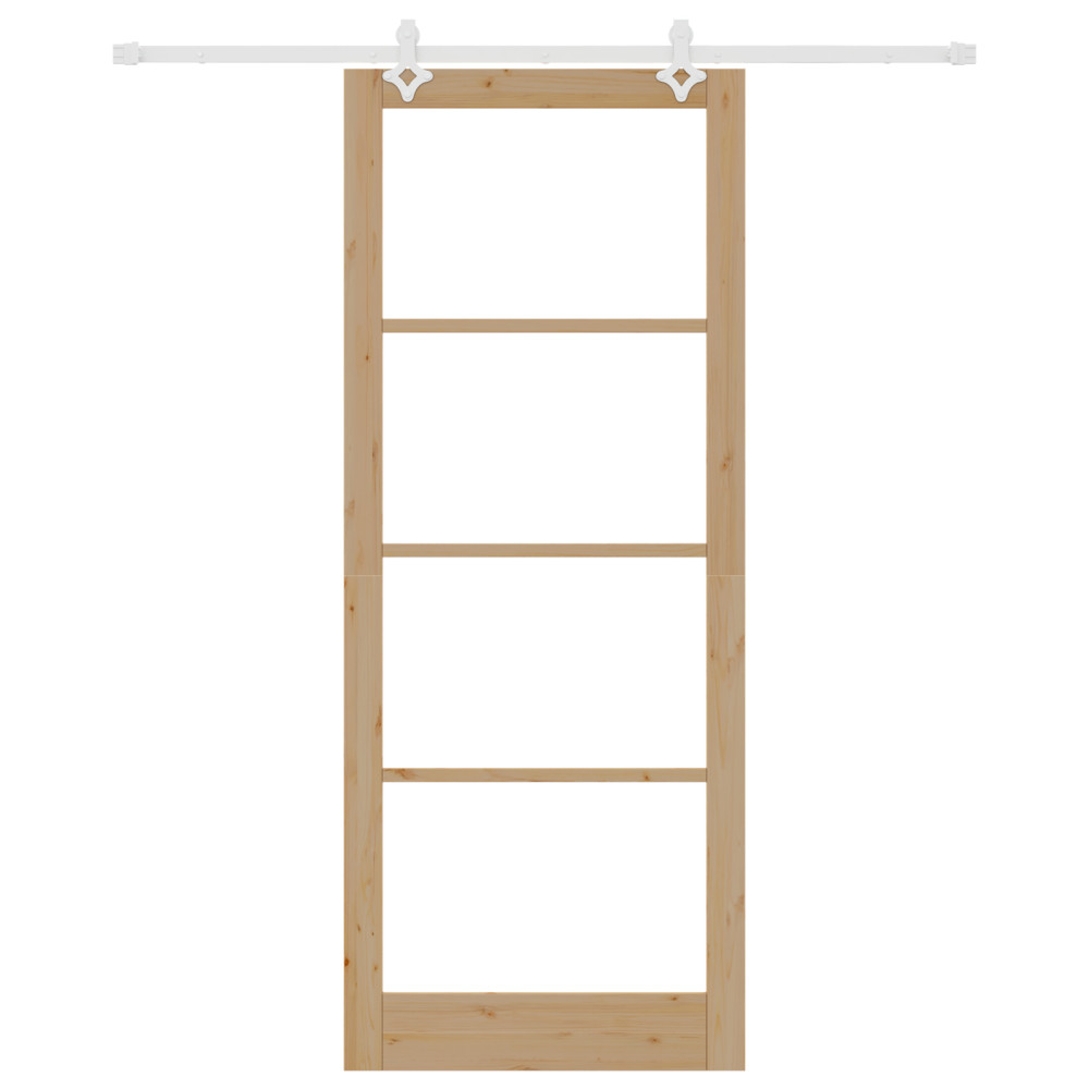 Produktbild för Skjutdörr Naturfärg 93 x 232 cm Massivt tallträ och glas