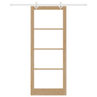 Produktbild för Skjutdörr Naturfärg 93 x 232 cm Massivt tallträ och glas