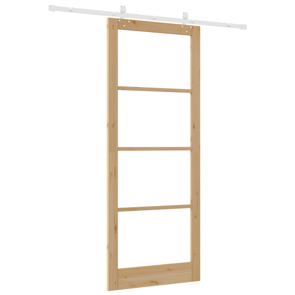Produktbild för Skjutdörr Naturfärg 93 x 232 cm Massivt tallträ och glas