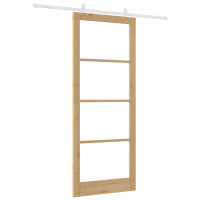 Produktbild för Skjutdörr Naturfärg 93 x 232 cm Massivt tallträ och glas