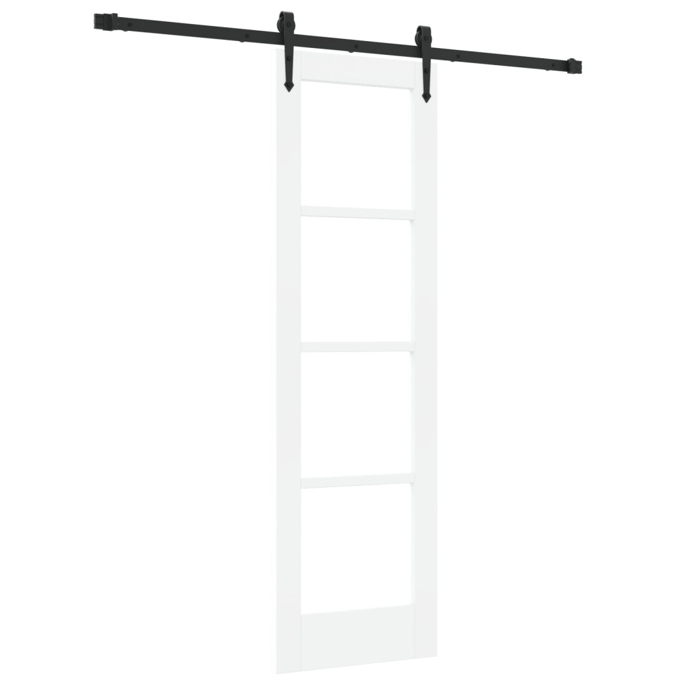 Produktbild för Skjutdörr Vit 61 x 198,5 cm Massivt tallträ och glas