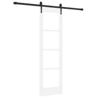 Produktbild för Skjutdörr Vit 61 x 198,5 cm Massivt tallträ och glas