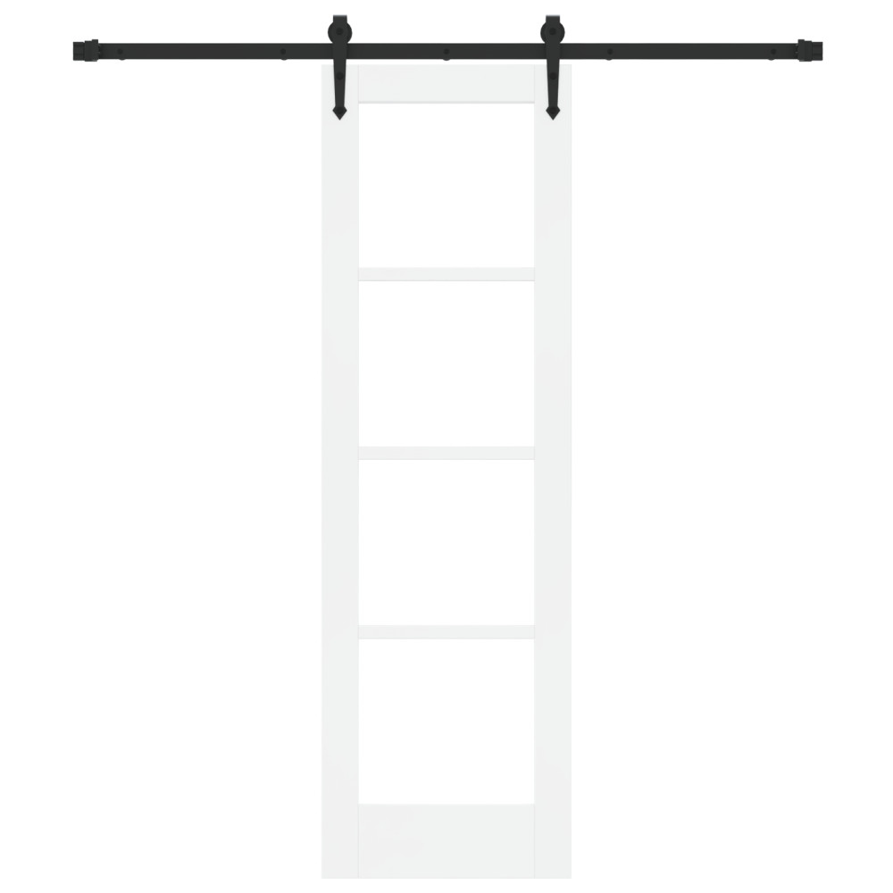 Produktbild för Skjutdörr Vit 61 x 198,5 cm Massivt tallträ och glas