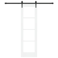 Produktbild för Skjutdörr Vit 61 x 198,5 cm Massivt tallträ och glas