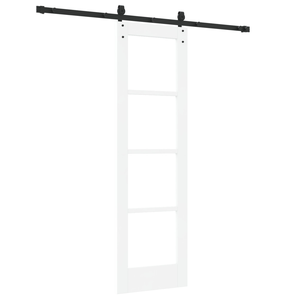 Produktbild för Skjutdörr Vit 61 x 198,5 cm Massivt tallträ och glas