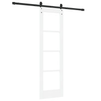 Produktbild för Skjutdörr Vit 61 x 198,5 cm Massivt tallträ och glas