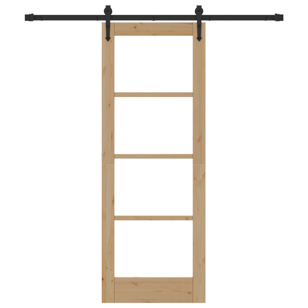 Produktbild för Skjutdörr Naturfärg 73,5 x 198,5 cm Massivt tallträ och glas
