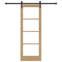 Produktbild för Skjutdörr Naturfärg 73,5 x 198,5 cm Massivt tallträ och glas